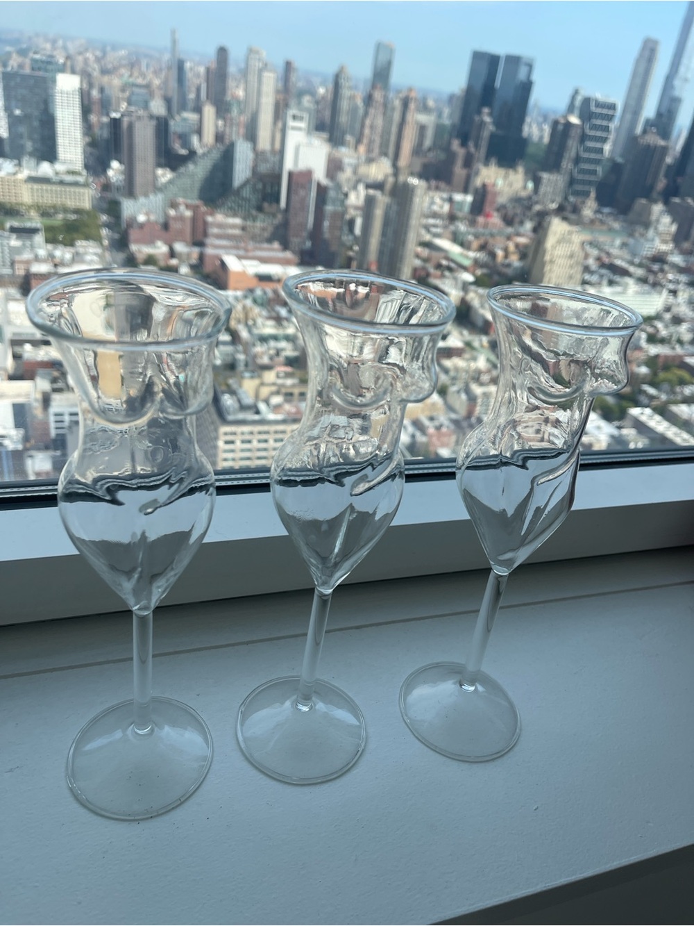 Set of 3, Unique Female Body Shape Bridal Party Cocktail Champagne Glasses